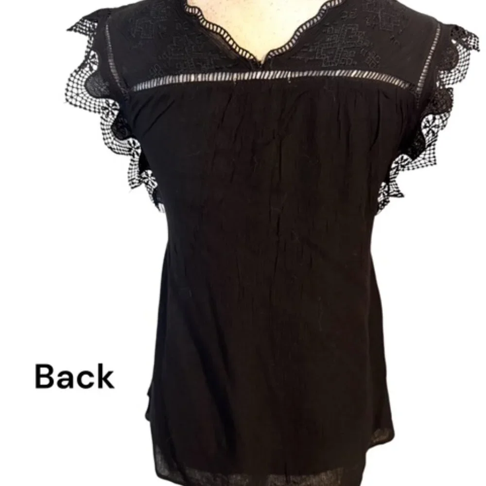 NWT GORGEOUS BLACK TOP w/LACE DETAIL  XSMALL     #D - Picture 5 of 10